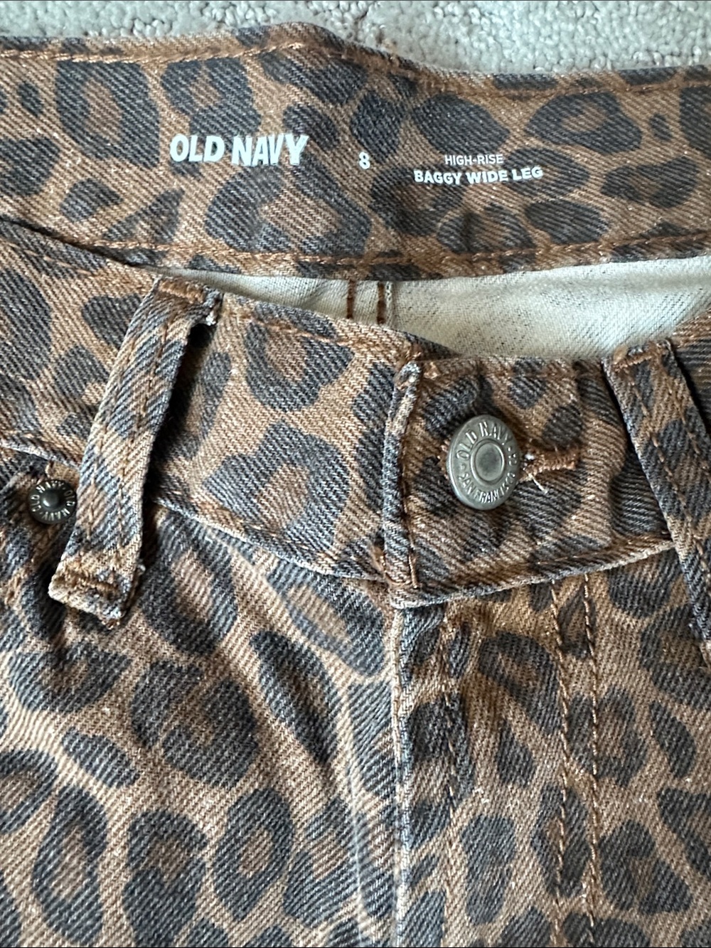 Leopard Print High Rise Baggy Wide-Leg Jeans - Picture 3 of 4